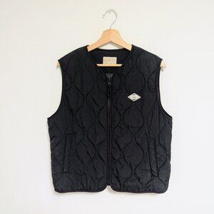 Black Quilted Zipper Vest